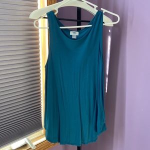 Teal silky tank blouse